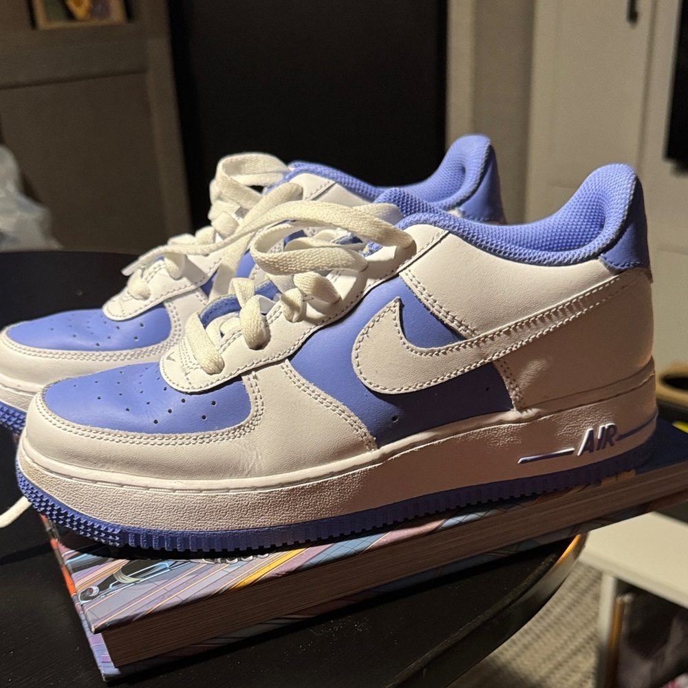 Nike Air Force 1 White and Purple Sneakers